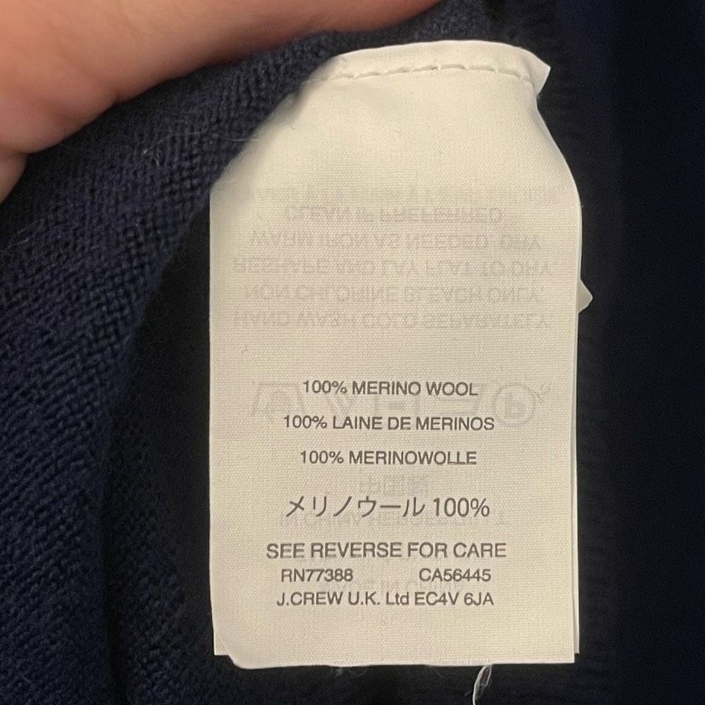J.Crew NWOT Women 100% Merino Wool Navy Long Sleeve Raffle Sz S - Picture 5 of 5